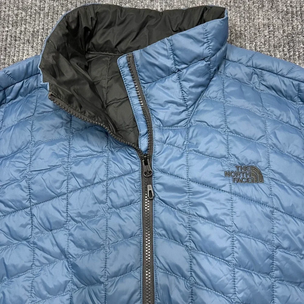 The North Face Thermoball Jacket Mens XL Light Blue Full Zip Puffer Primaloft